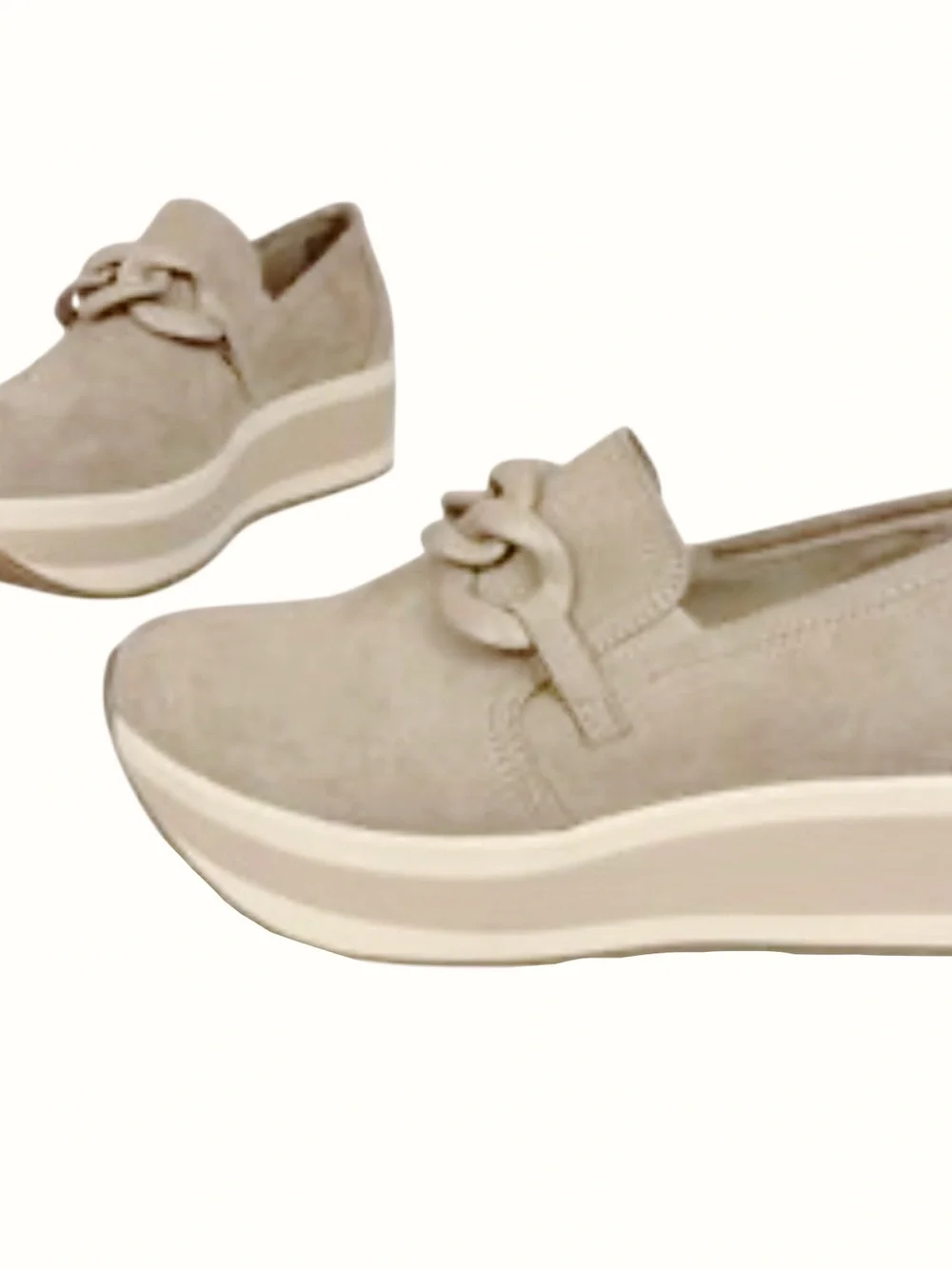 Mad Love Maryanne Comfort Platform Slip-On Taupe Faux Suede Sneaker Sz 8.5